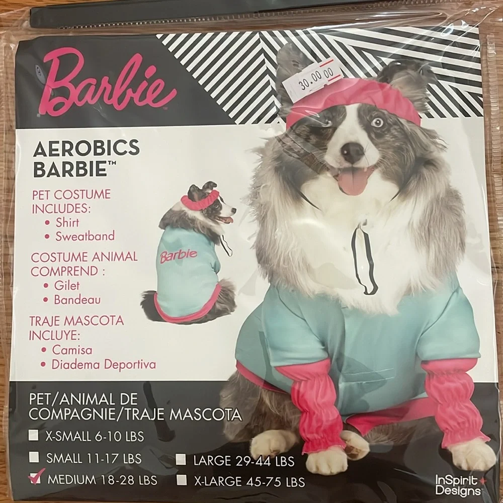 NEW | Barbie Aerobics 2-Pc Dog Costume | Size Medium (18-28 lbs)